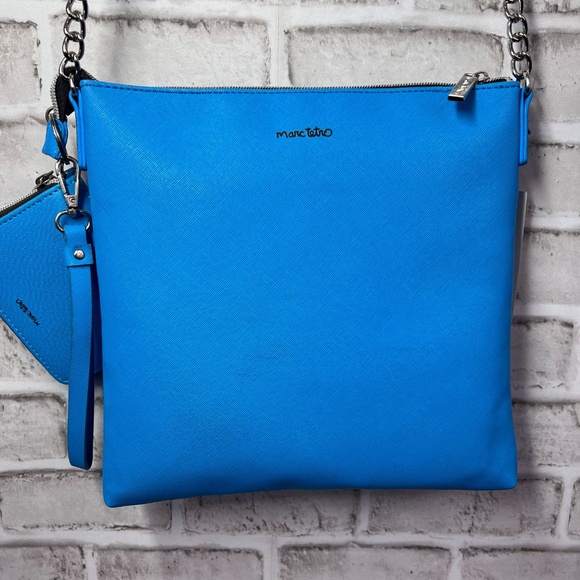 NWT🤩🐶 |•MARC TETRO•| Pretty Blue Crossbody Bag Schnauzer Dog w Matching Wallet - Picture 5 of 14